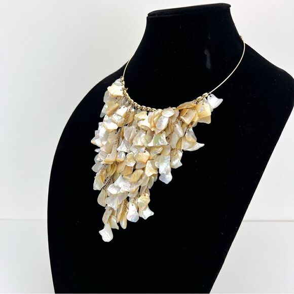 Signed Kiam Family / Lia sophia  Shell Dangle Bib Chain Bead Statement Necklace - Picture 5 of 10